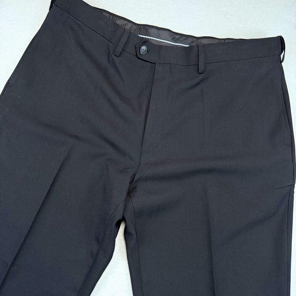 Haggar Eclo Stria Classic Fit Pleated Straight Leg Dress Pants Black 40x30